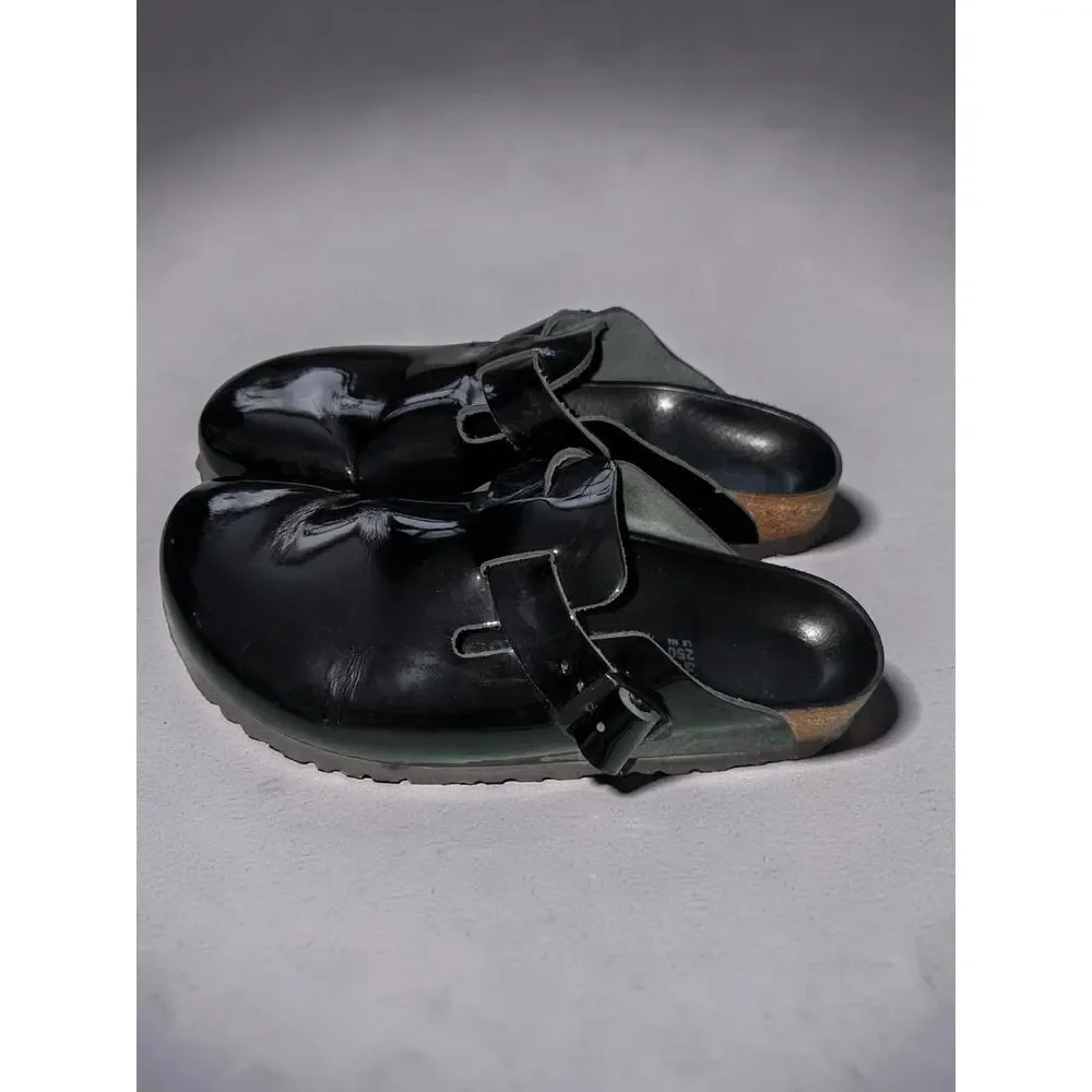 Birkenstock Boston Black Patent Leather Clogs Womens EU 38 US 7-7.5